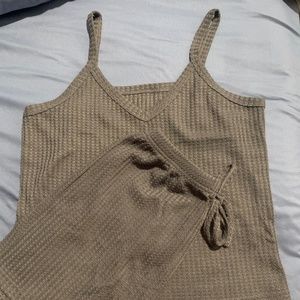Waffle Knit Cami & Knotted Shorts Lounge Set